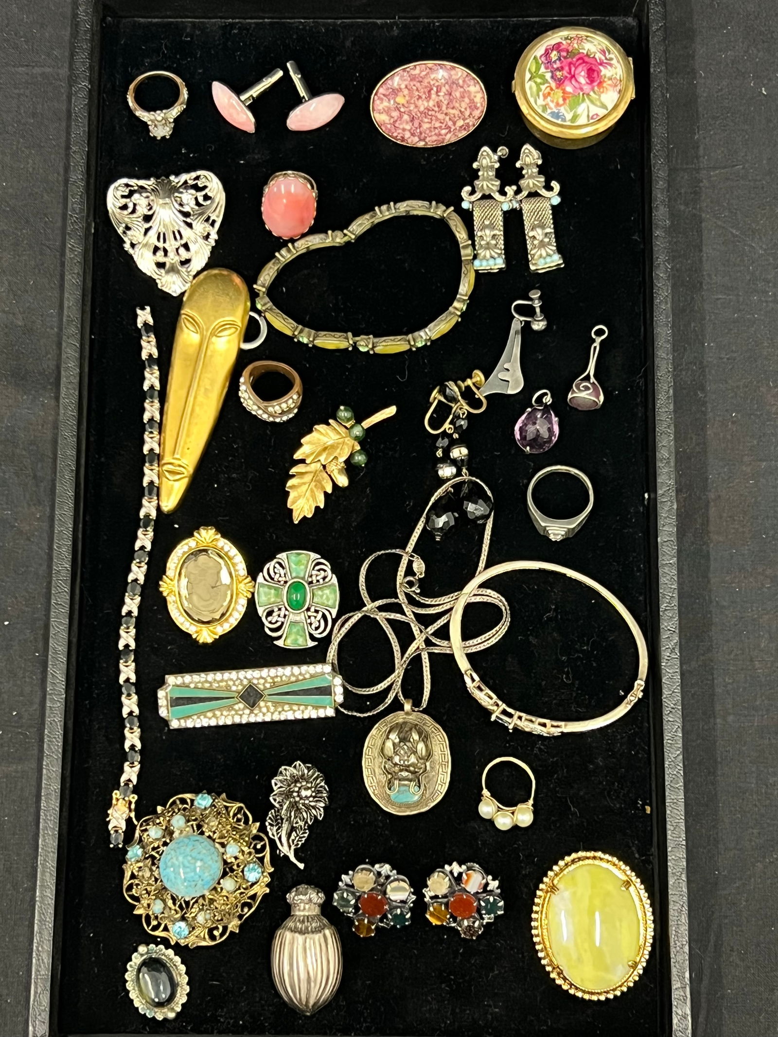 Asst Jewelry- Sterling Miniature Perfume, Asst Items - Deco Brooch / Pin, Amethyst, Pendants, (1 of 8)