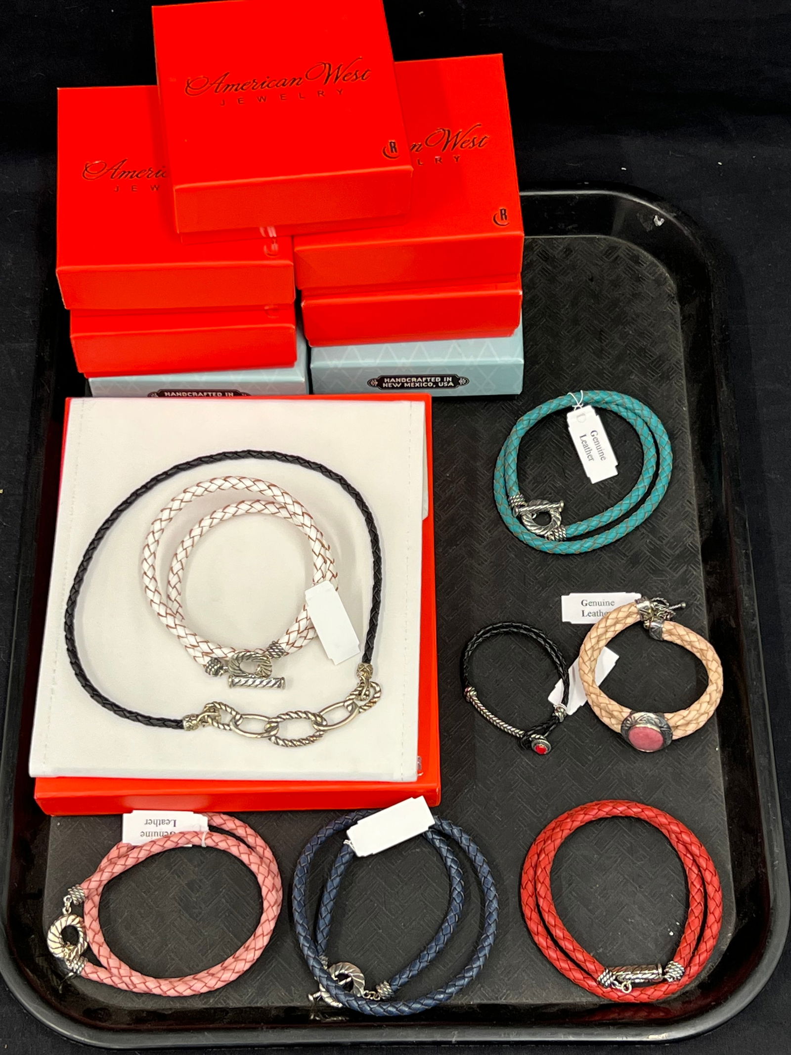 (8)Carolyn Pollack Leather Toggle Jewelry w/ Sterling - American West Carolyn Pollack New Old Stock (1 of 5)