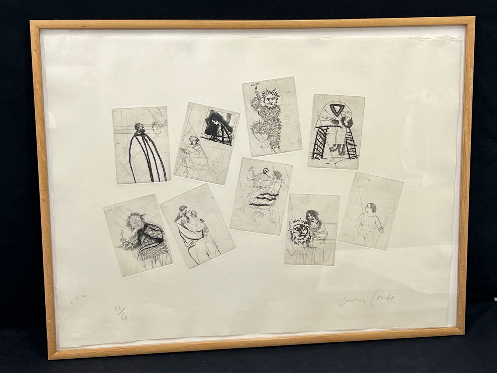 Miguel Conde Signed #d Etchings - 8 Etchings on Single Sheet, Pencil Signed #d 13 / 60 - Sheet 22'' (1 of 8)