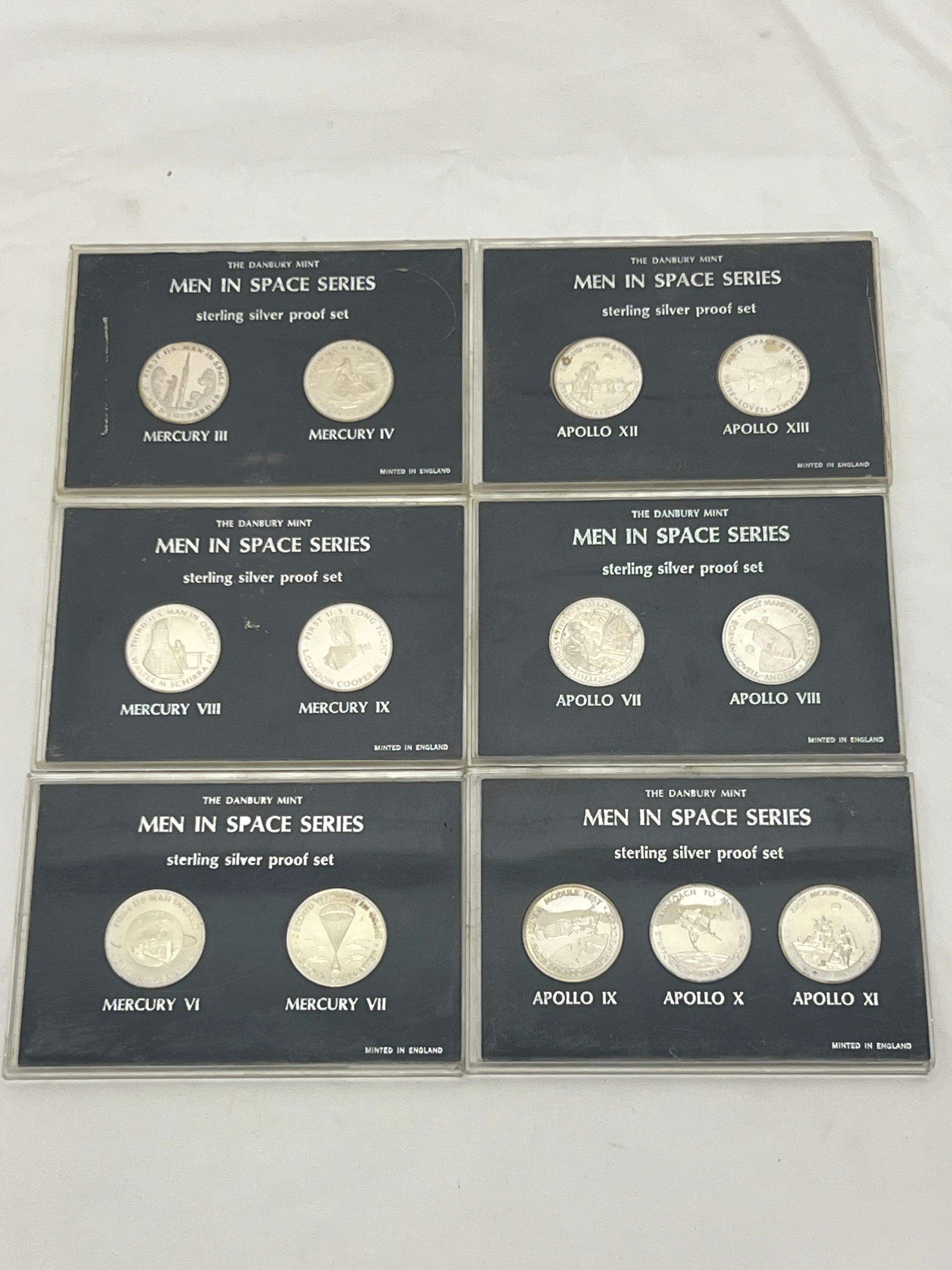 (6)Sterling Silver Proof Sets Men in Space Apollo + Mercury - (12)Total Sterling Pieces by Danbury (1 of 5)