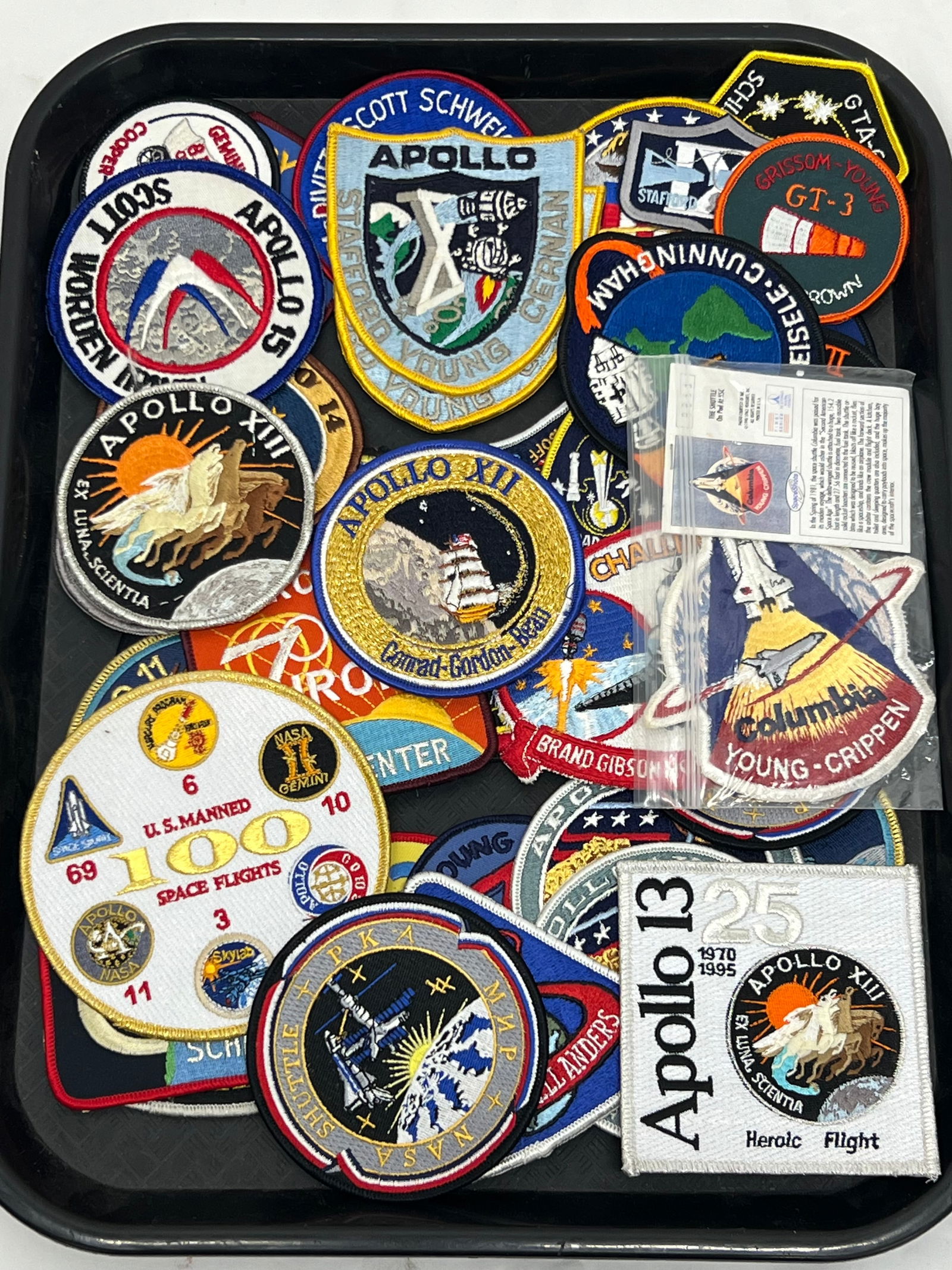 40+ Vtg NASA Rocket Apollo Embroidered Patches - 100 U.S. Manned Space Flights, Apollo XII w/ Names, (1 of 6)