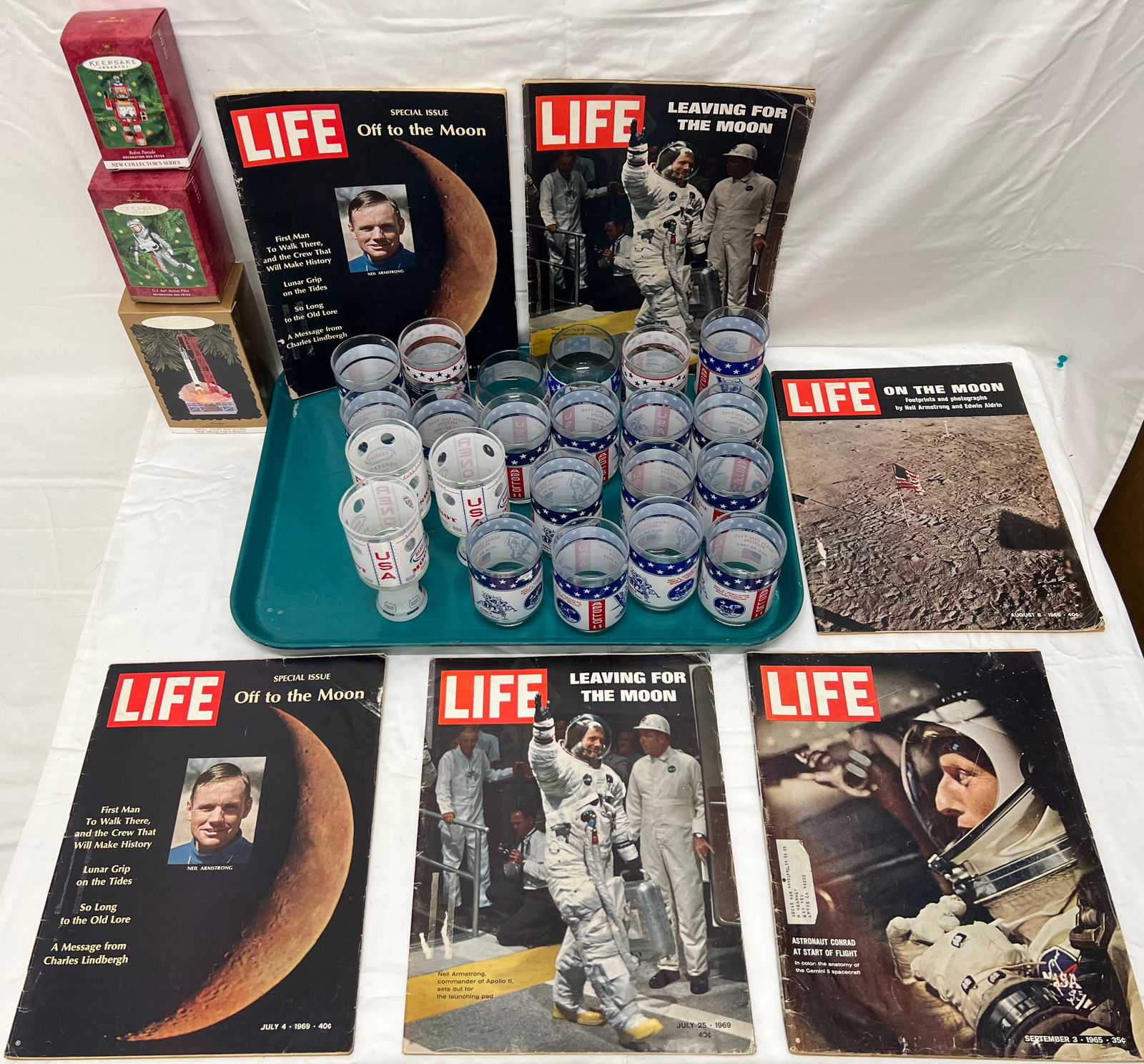 Vtg Apollo & Harold's Moonshot Glasses,Rocket Ornaments,More - (3)Harold's Casino Moonshot Glasses (1 of 7)