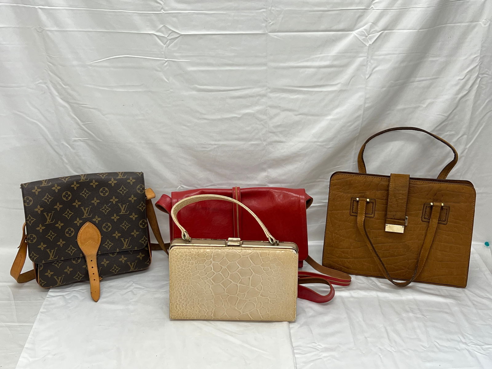 (4)Vintage Purses / Bags- Johnny Farah Red,More - Faux L.Vuitton, Red Leather Johnny Farah + More (1 of 14)