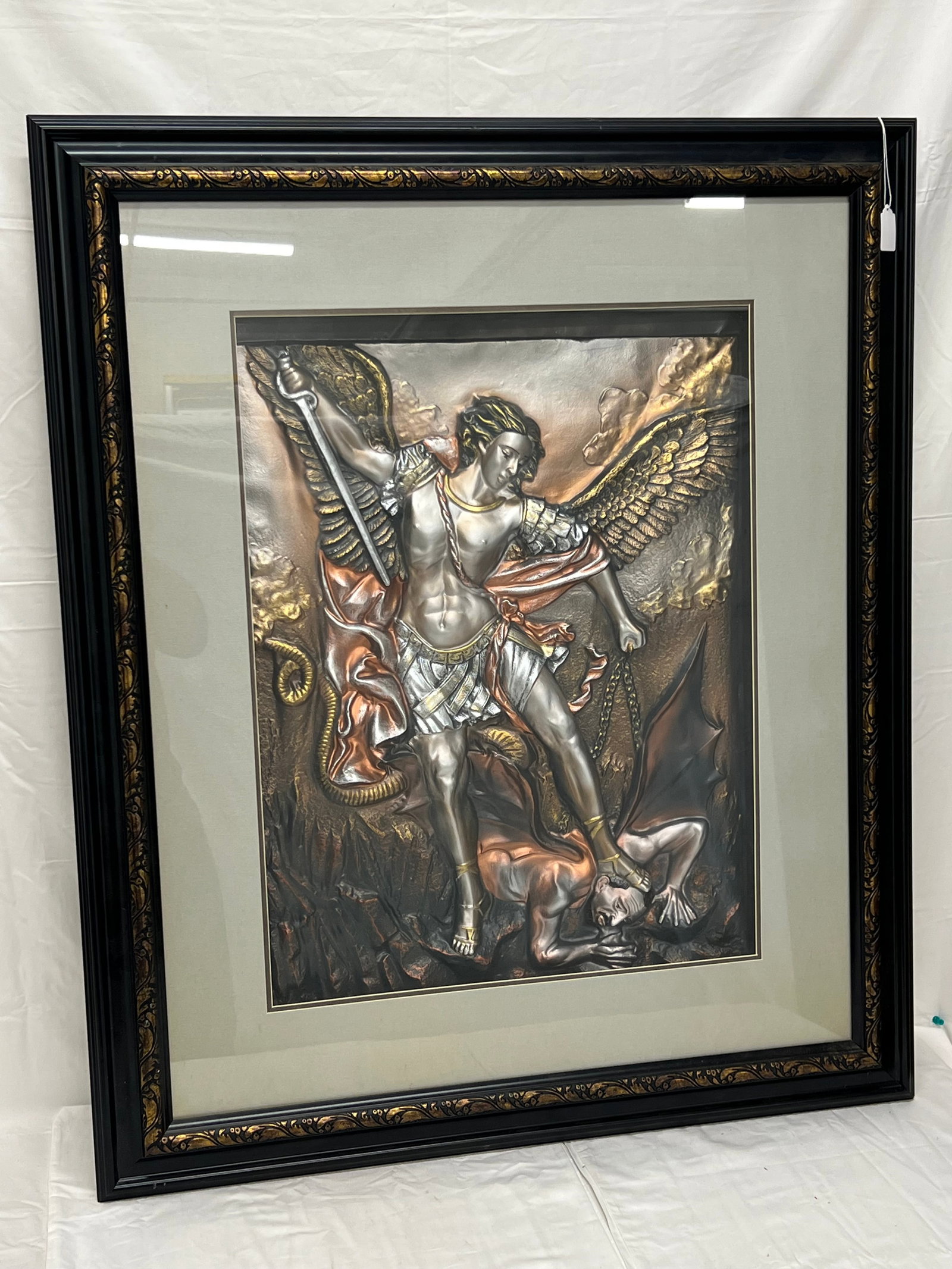 Archangel St.Michael Defeating Satan Relief Art - Framed 34'' x 40'' (1 of 3)