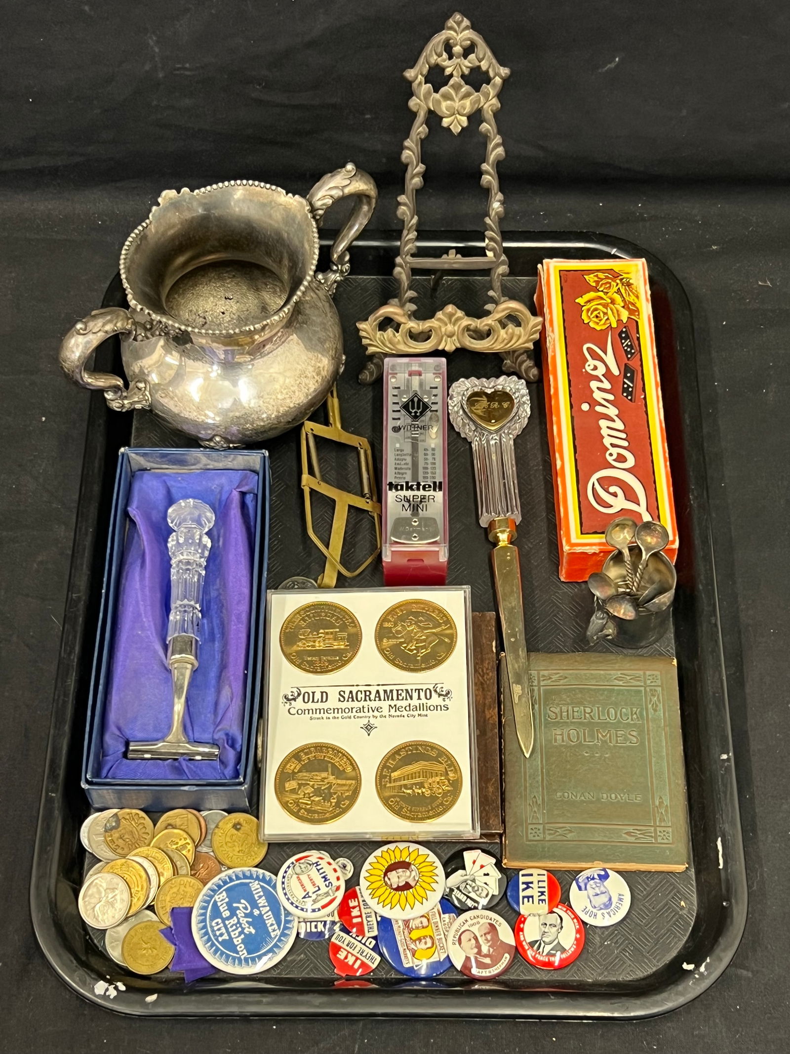 Asst Tray Lot- Tokens,Medallions, Button Pins,Waterford- 1920s Little Leather Library Book Sherlock (1 of 12)