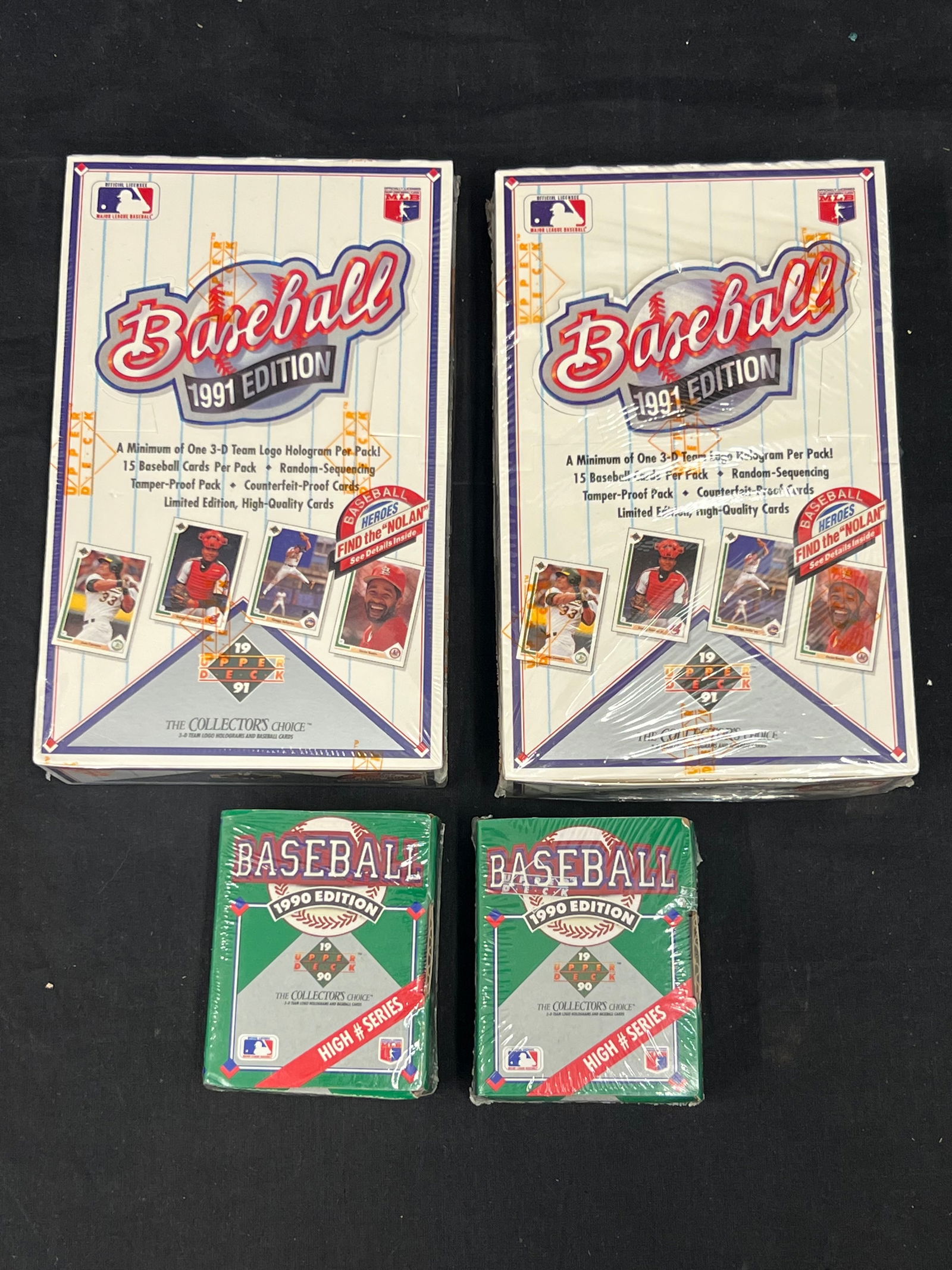 (4)Factory Sealed 1990-1991 Baseball Card Sets - (2)Upper Deck 1991 ''Find The Nolan'', (2)1990 High (1 of 4)