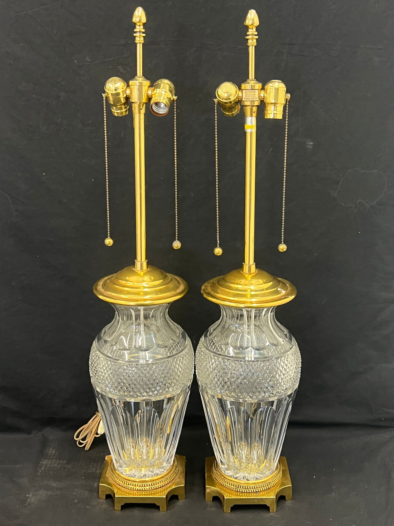 Pr Crsytal Table Lamps ?Baccarat? - Overall 36''T , Crystal 15''T (1 of 4)