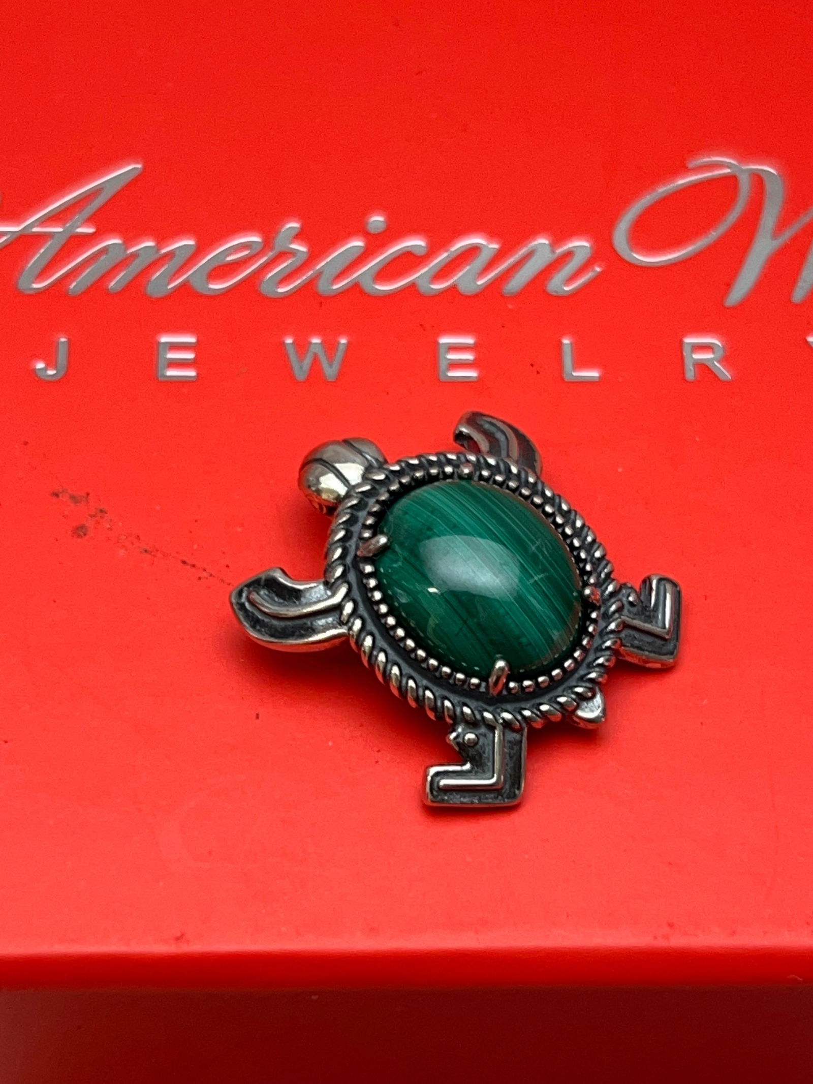 Carolyn Pollack AW Sterling Stone Turtle Pendant w/ Box - American West Carolyn Pollack Malachite (1 of 3)