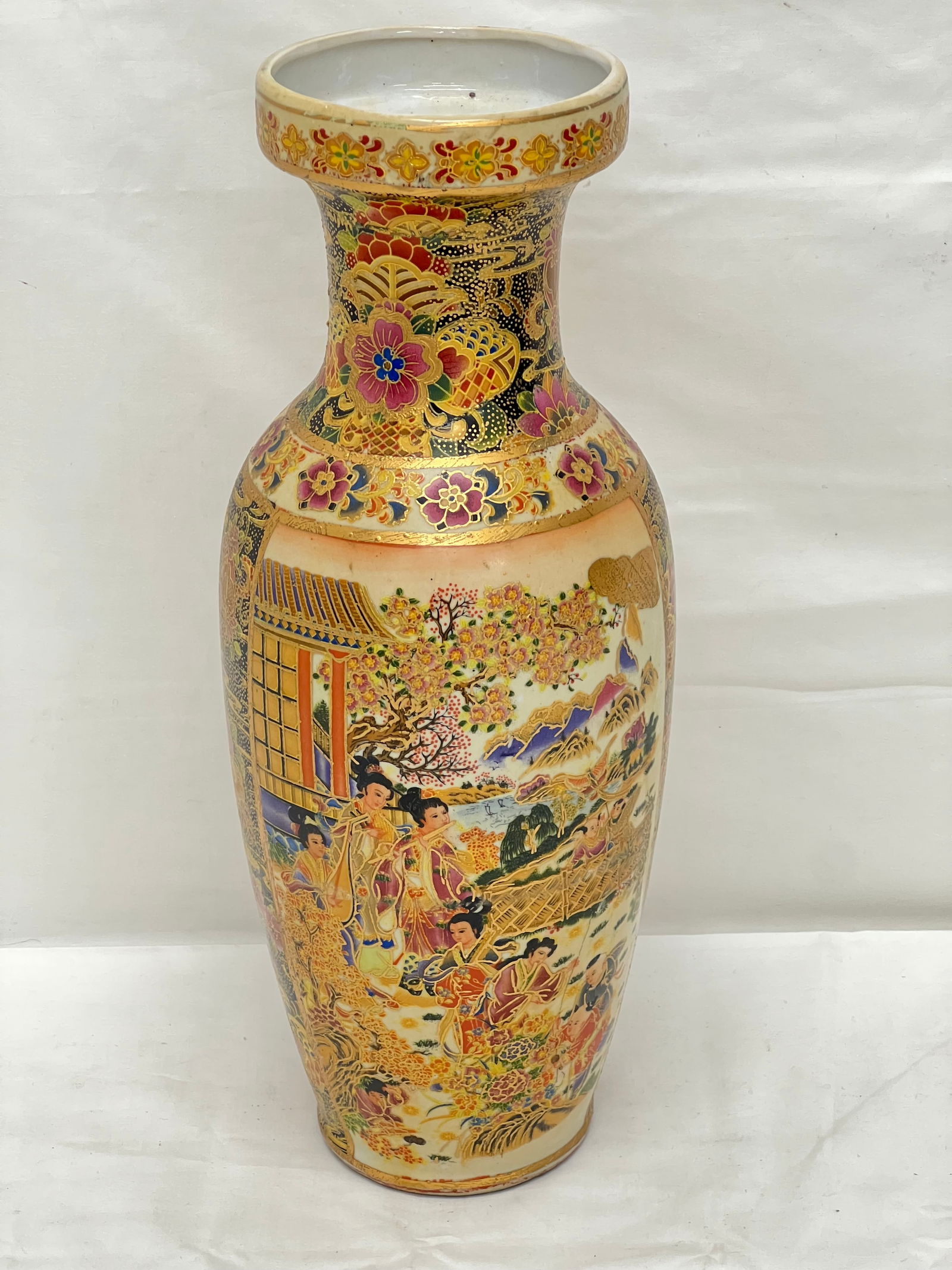 Antique Royal Satsuma Vase 4'' Opening x 14''T (1 of 5)