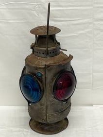 Pittsburgh Shawmut Northern Railroad Adlake Non Sweating Lamp - Marked P.S + N.R.R. w/ (3)Blue