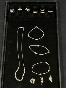 (15)Sterling Silver Rings, Bracelet, Pendants - (8)Various Style Rings in Asst Sizes, (3)Pendants -