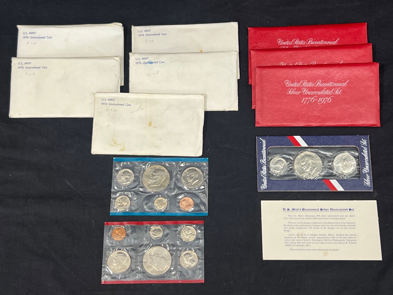 (7)Sets US Mint Uncirculated Coin Sets 1976 - (5)12 Coin Sets US Mint 1976 Uncirculated Coin Set + (1 of 7)
