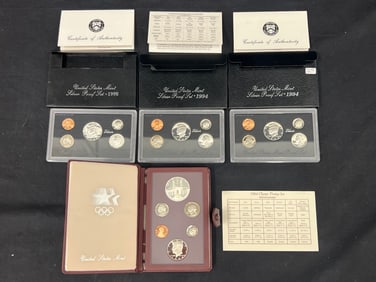 (4)Sets of 90% Silver US Mint Coins w/ COAs - (2)1994 Silver Proof Sets w/ COAs, (1)1998 Silver