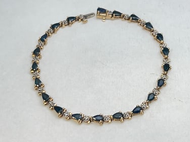 Sapphire Diamond Bracelet in 14K Gold 7.5''L - From San Francisco Bay Area Wholesale Jeweler