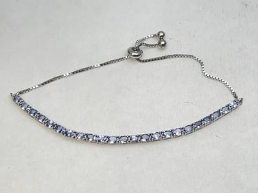 Sterling Silver Tanzanite Bracelet w/ Adjustable Closure