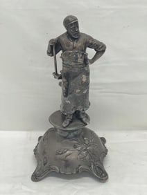 Early 20thC Blacksmith Figural Lamp Base - Art Nouveau Base Figure - Jefferson West? , 12''T (See