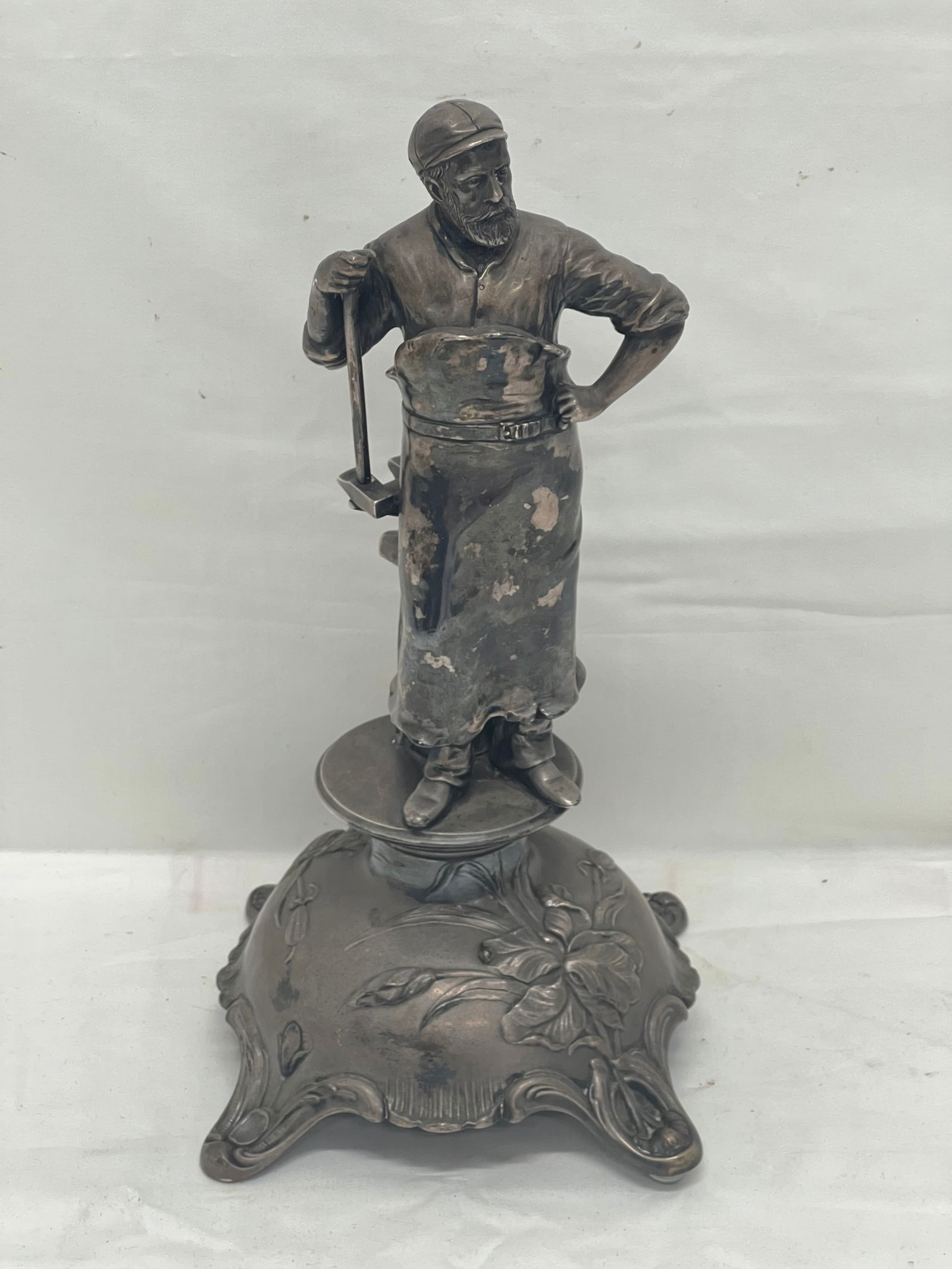 Early 20thC Blacksmith Figural Lamp Base - Art Nouveau Base Figure - Jefferson West? , 12''T (See (1 of 7)