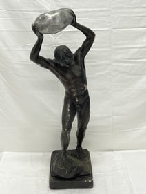1939 Treasure Island Fair Male Statue - Metal & Aluminum Figure 9'' x 6.25'' x 24.75''T