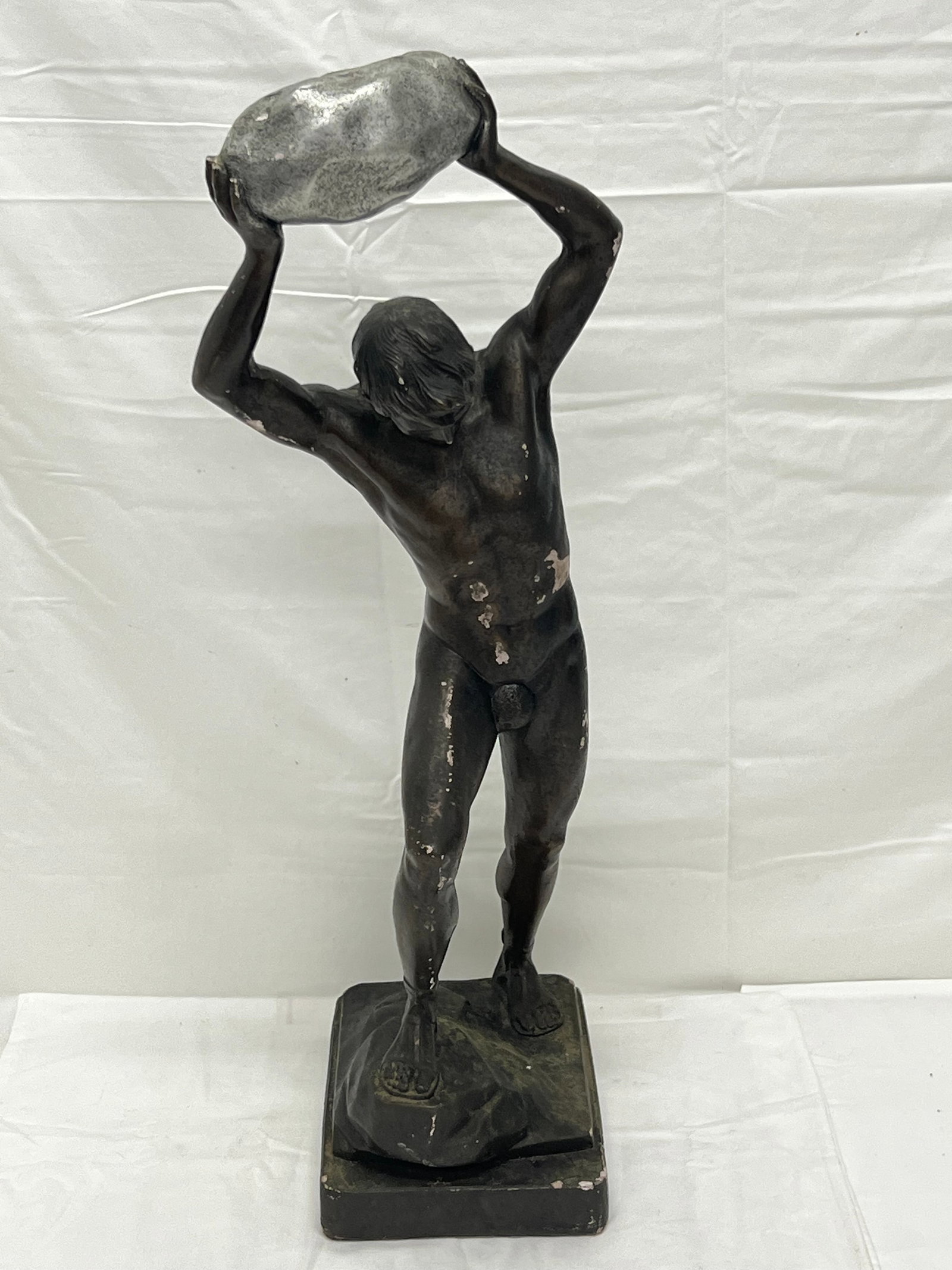 1939 Treasure Island Fair Male Statue - Metal & Aluminum Figure 9'' x 6.25'' x 24.75''T: 1939 Treasure Island Fair Male Statue - Metal & Aluminum Figure 9'' x 6.25'' x 24.75''T