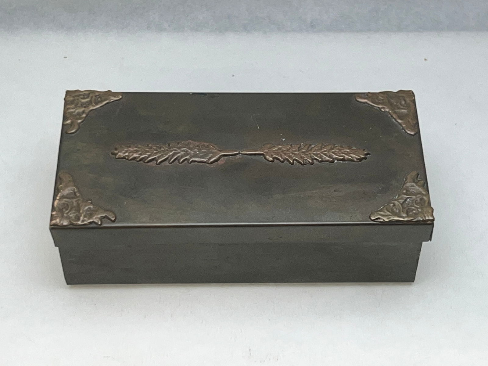 Signed Enrique Zavala Vintage Mexican Trinket Box - Mid Century, Modernist Signed Bronze Brass Box (1 of 4)