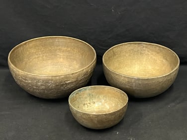 (3)Tibetan Hand HAmmered Long Resonance Singing Bowls - All Great Sound & Long Resonate - 11'' x