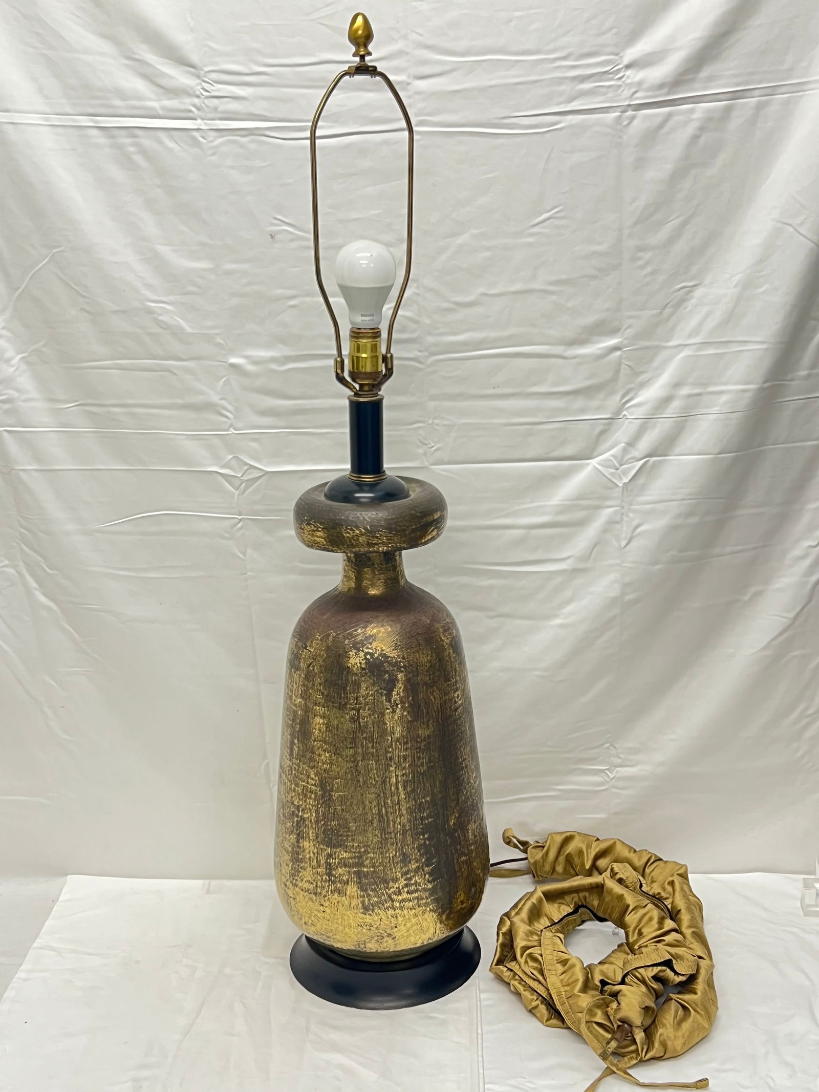 MCM Brutilist Handpainted Brass Table Lamp - Overall 39''T x 22'' Base (1 of 4)