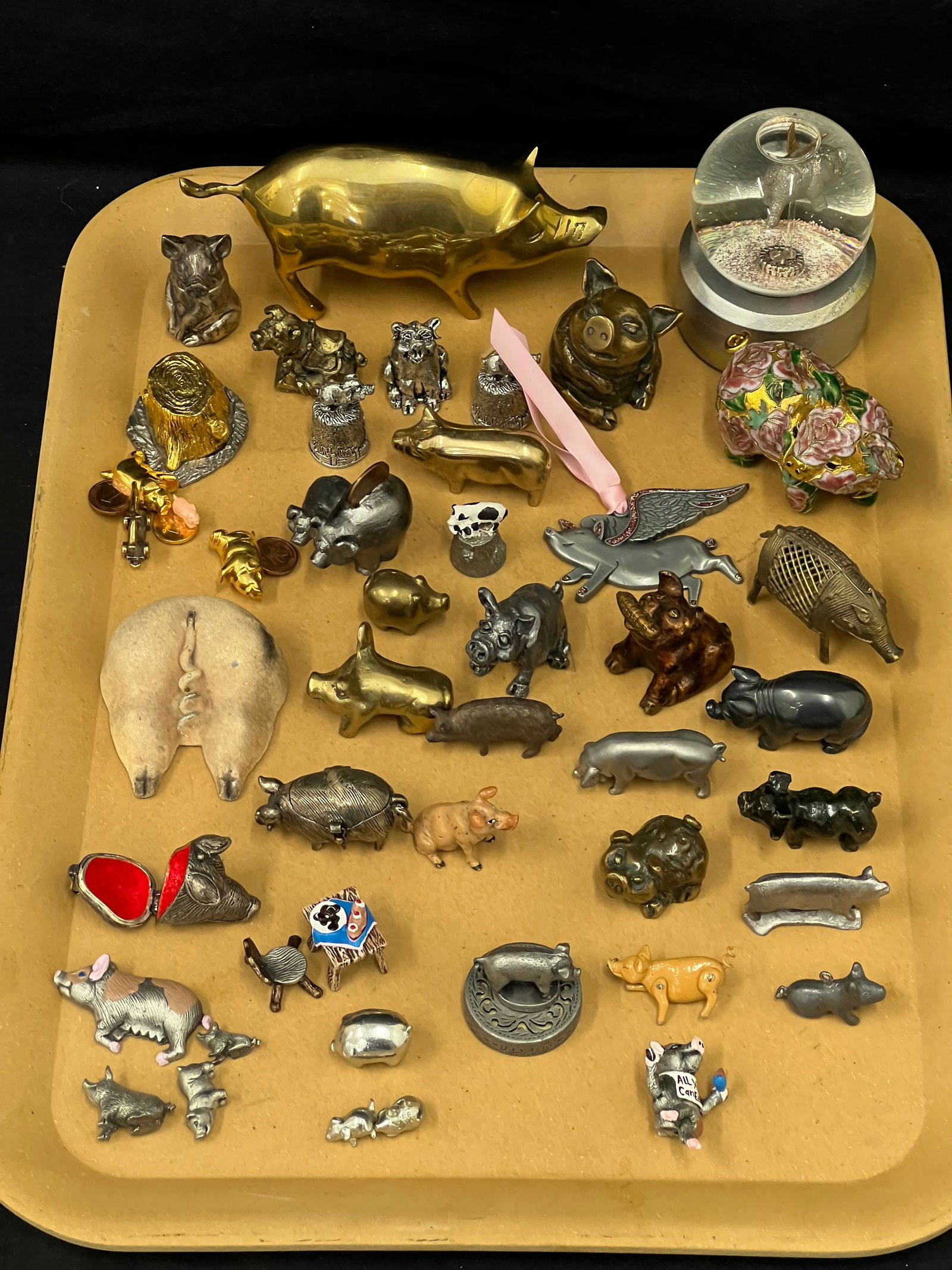 (40)Asst Pig Figures, Some Signed by Various Makers - Miniature Pewter, Brass, Cast Iron + More - (1 of 9)