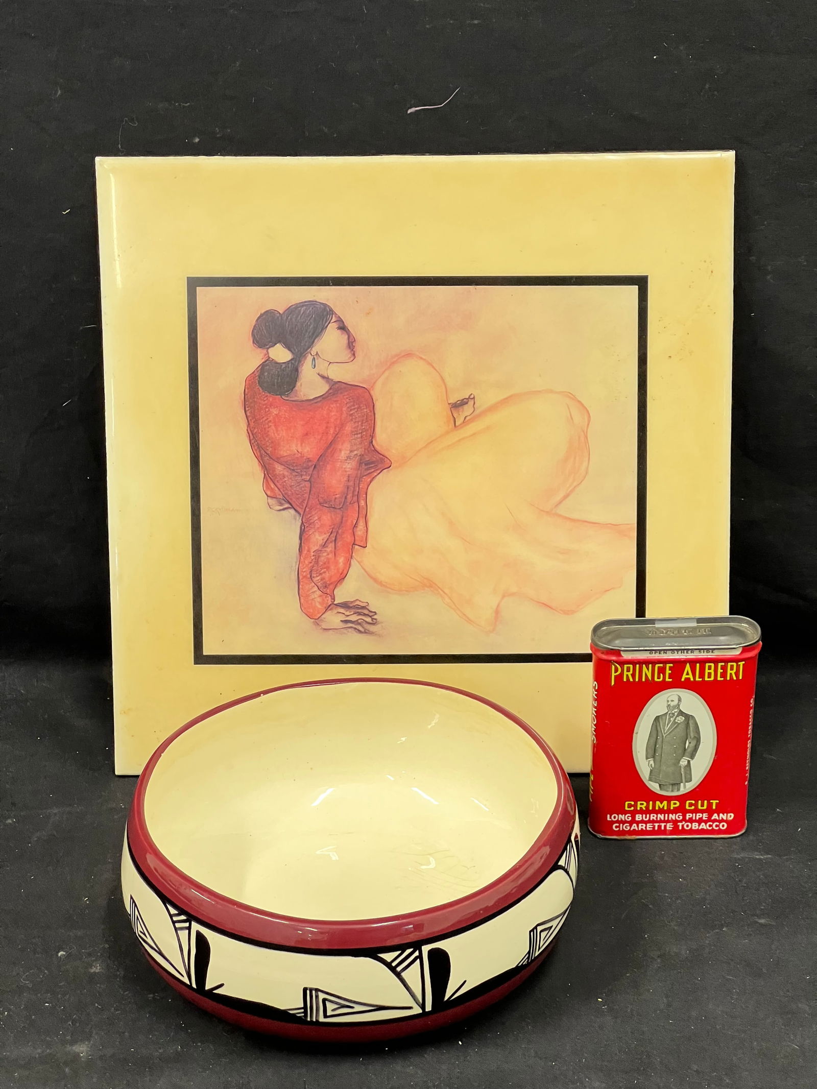 R.C.Gorman Native American Tile, Signed Bowl - Ute Mountain #16 Signed B.Denetsasie Bowl 7.5'' x (1 of 6)