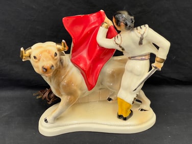 1950s Matador Bull Fighting TV Console Lamp - Porcelain Lamp 11.25'' x 5.25'' x 12'' (Working)
