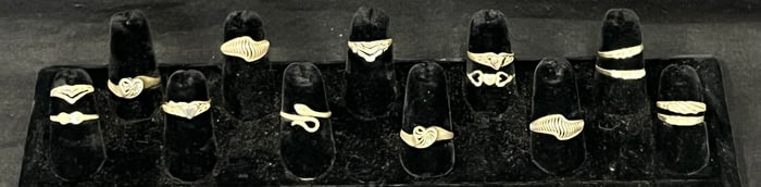 (15)Asst Sterling Silver Rings, Various Designs + Sizes
