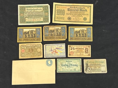 (10)1918-1920/1921 Asst German Banknotes - 1918 + 1920 Funfzig 50 Prussian Provence Berlin, 1000