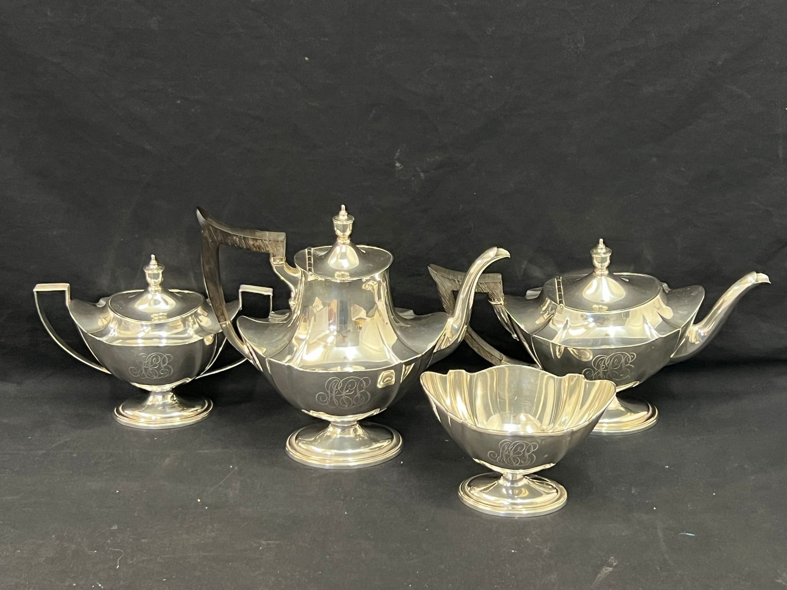 Art Deco Gorham Sterling Plymouth Tea Set, Est. 1782g Sterling - 1910 Era Art Deco Sterling: Art Deco Gorham Sterling Plymouth Tea Set, Est. 1782g Sterling - 1910 Era Art Deco Sterling Holloware by Gorham, Approx 1782g Sterling