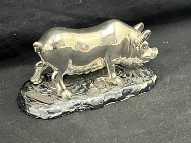 Zanfeld Fortune Pig Dipped in .999 Silver - 5'' x 2.5'' x 3'' , Made From Casted Resin