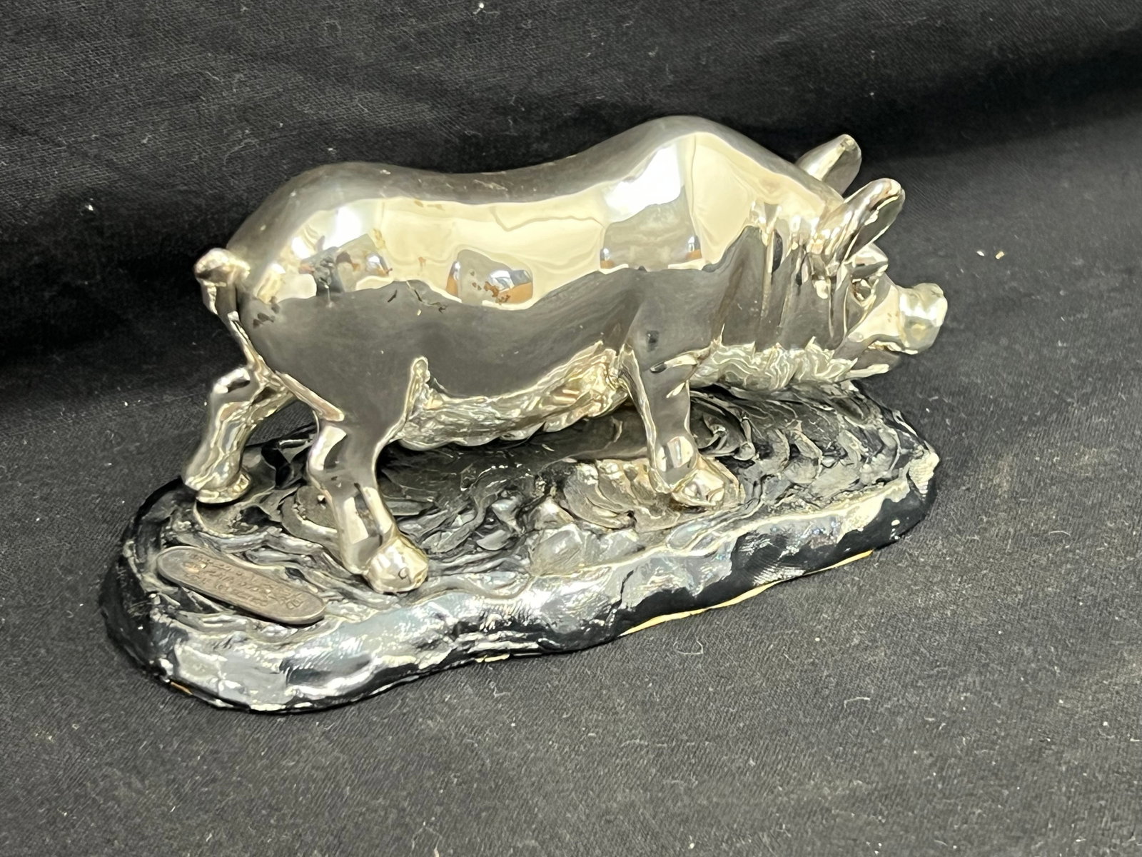 Zanfeld Fortune Pig Dipped in .999 Silver - 5'' x 2.5'' x 3'' , Made From Casted Resin: Zanfeld Fortune Pig Dipped in .999 Silver - 5'' x 2.5'' x 3'' , Made From Casted Resin