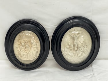 (2)Carved Meerschaum Religious Plaques - 7.5'' x 8.5'' + 6.75'' x 8''