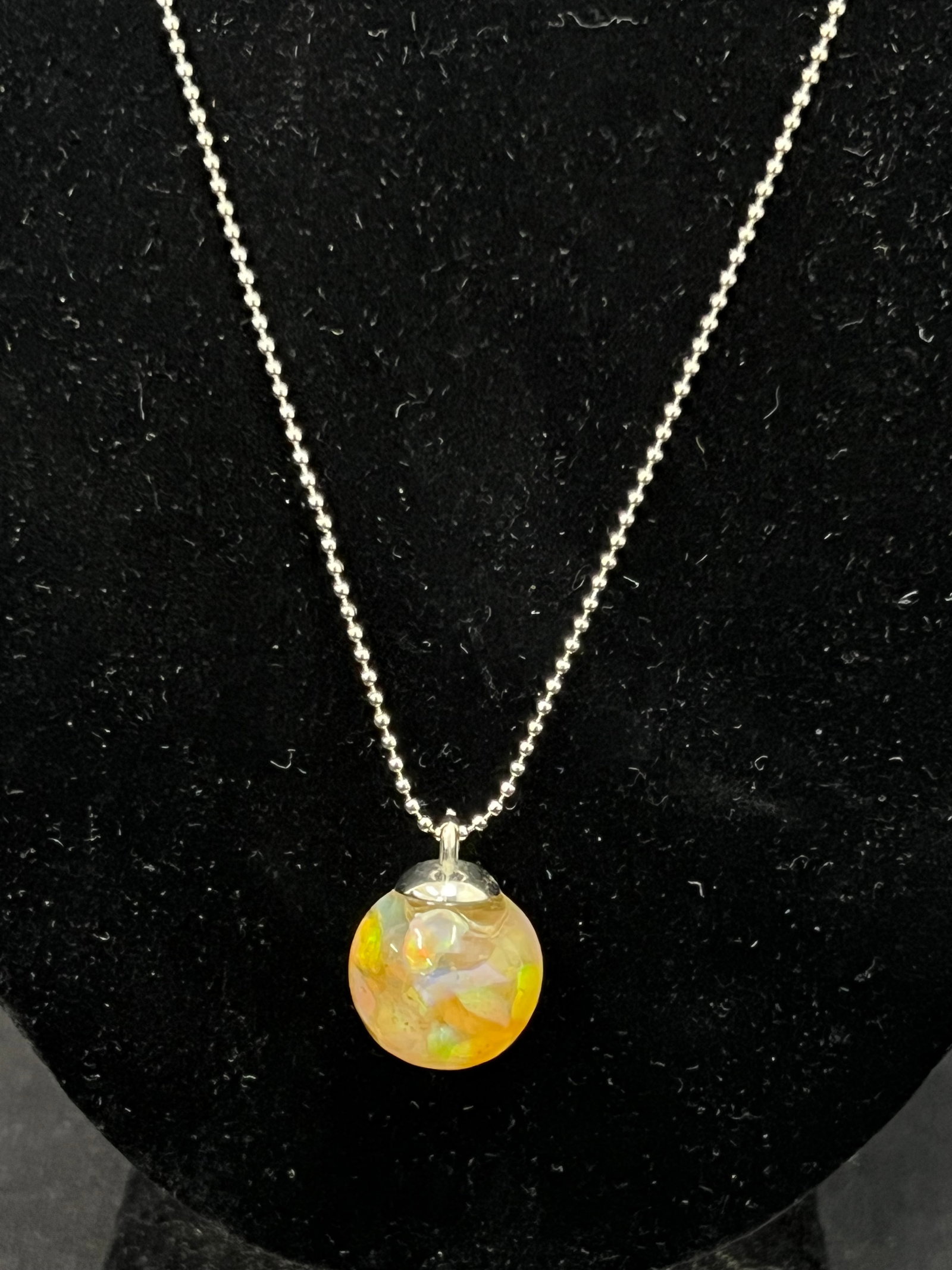 Approx 18ct African Fire Opal Globe Pendant on Necklace - From San Francisco Bay Area Wholesale: Approx 18ct African Fire Opal Globe Pendant on Necklace - From San Francisco Bay Area Wholesale Jeweler