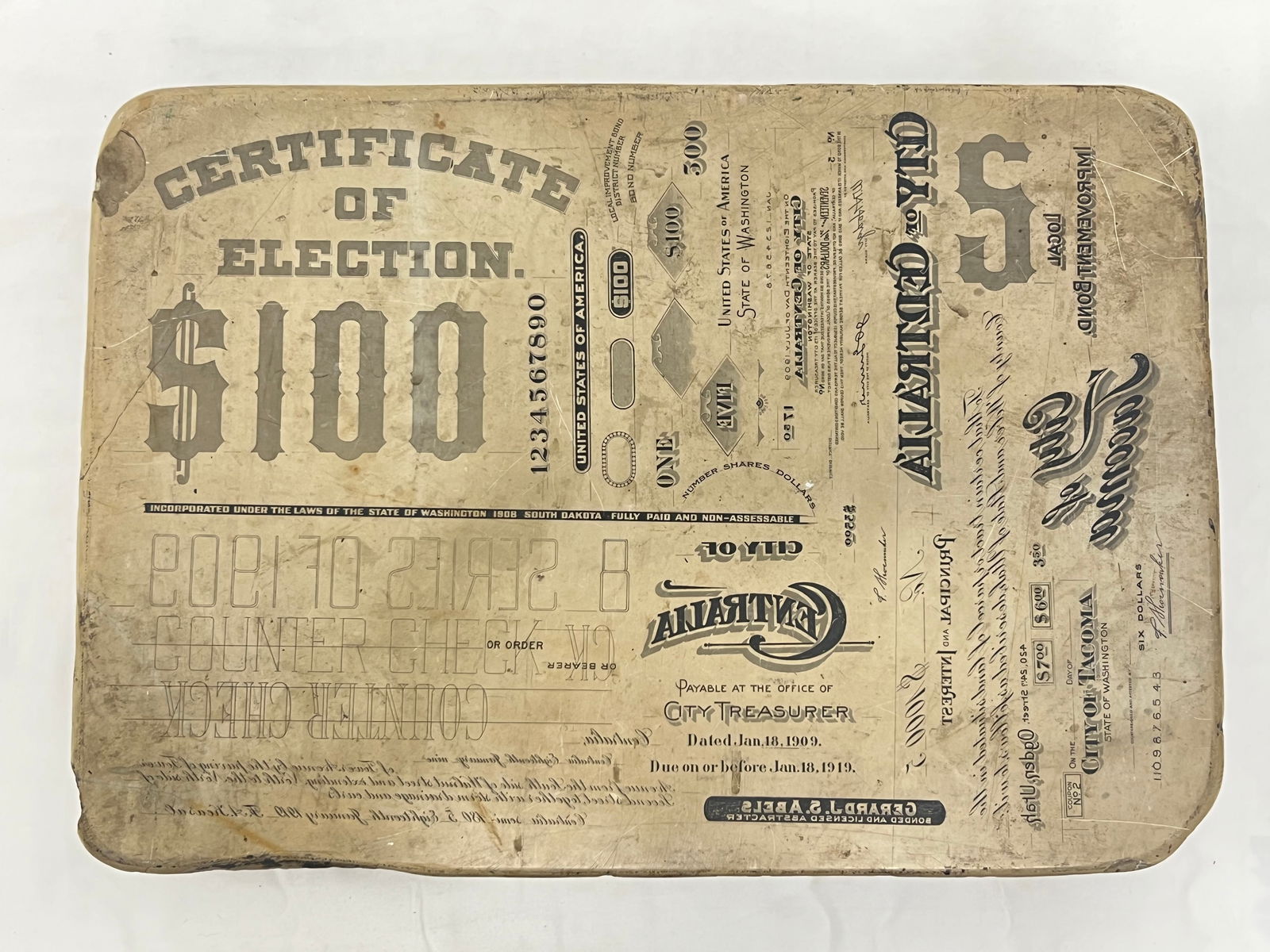 19thC Lithographic Stone Printing Block - United States of America 15'' x 11.5'' x 3'' (1 of 11)