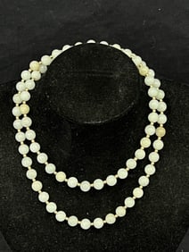 28''L Jade Necklace w/ 14K Solid Gold Beads - 72 Solid Gold Beads w/ Jade - From San Francisco Bay