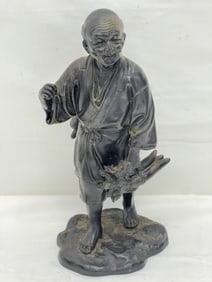 Asian Metal Male Figure Sculpture