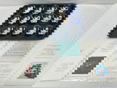 13pcs Baccarat ''Great Leaders'' Cameo Paperweights - Complete Set plus 1 Baccarat Crystal