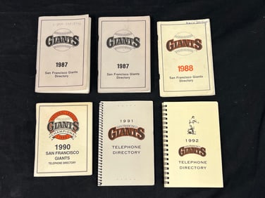 (6)San Francisco Giants Directory Books - (2)1987, (1)1988, (1)1990, (1)1991, (1)1992 - From Bay