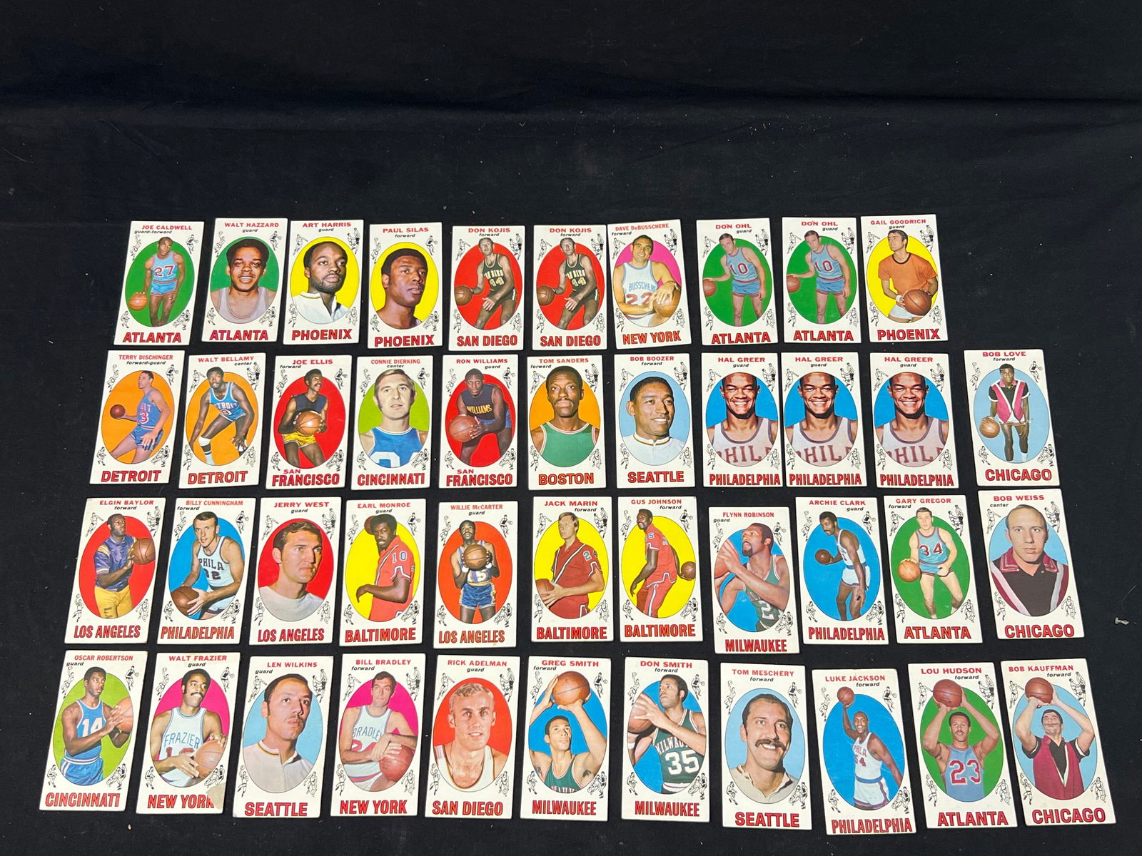 (43)1969-70 Topps Basketball Cards, Various Condition - Earl Monroe, Oscar Robertson, Jerry West, (1 of 9)