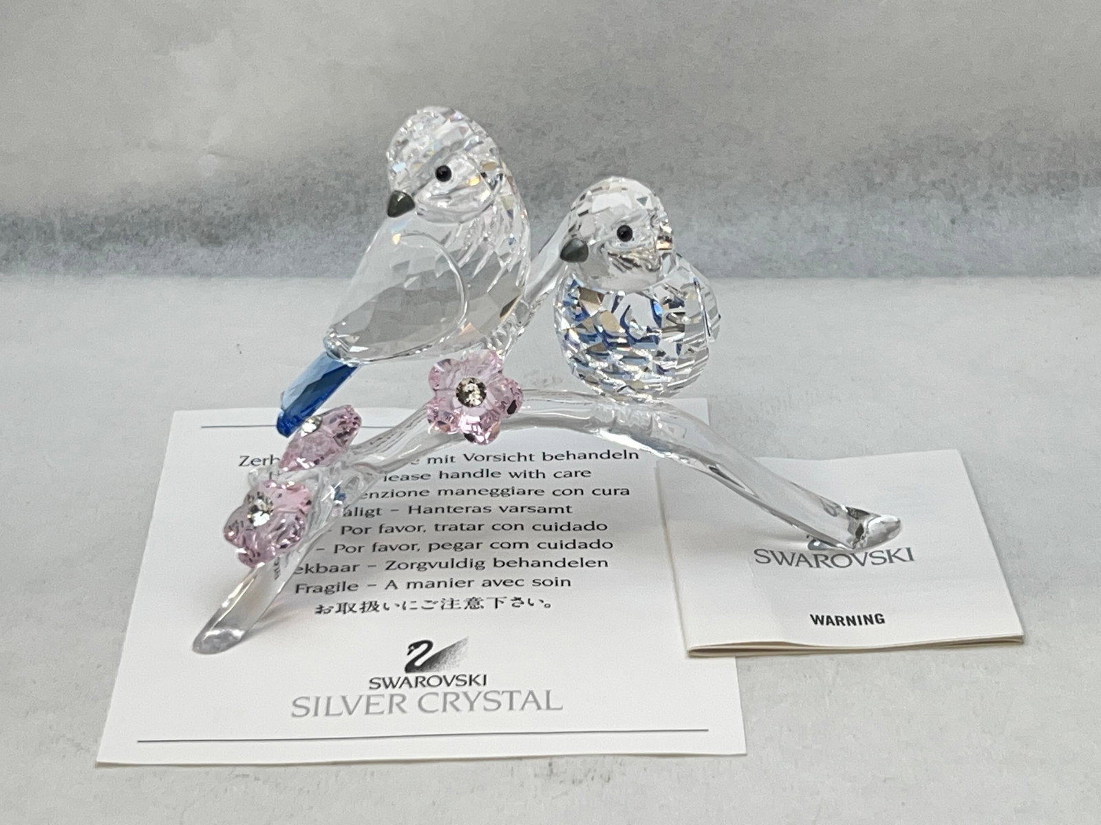 Swarovski Crystal Blue Tits Bird Couple, Box - Like New w/ Original Box + Papers: Swarovski Crystal Blue Tits Bird Couple, Box - Like New w/ Original Box + Papers