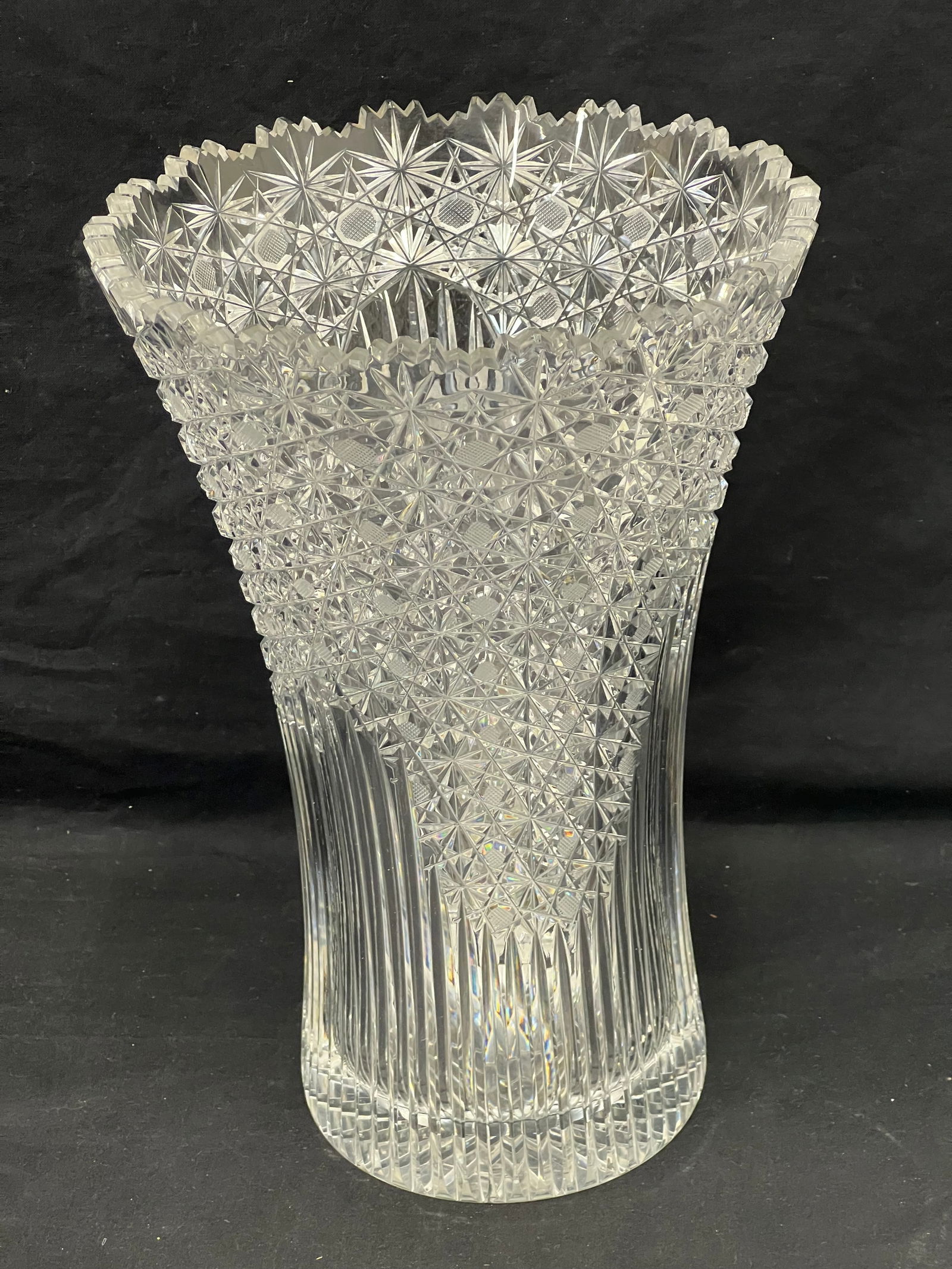 American Brilliant Cut Glass Vase 8'' x 12'' (1 of 4)