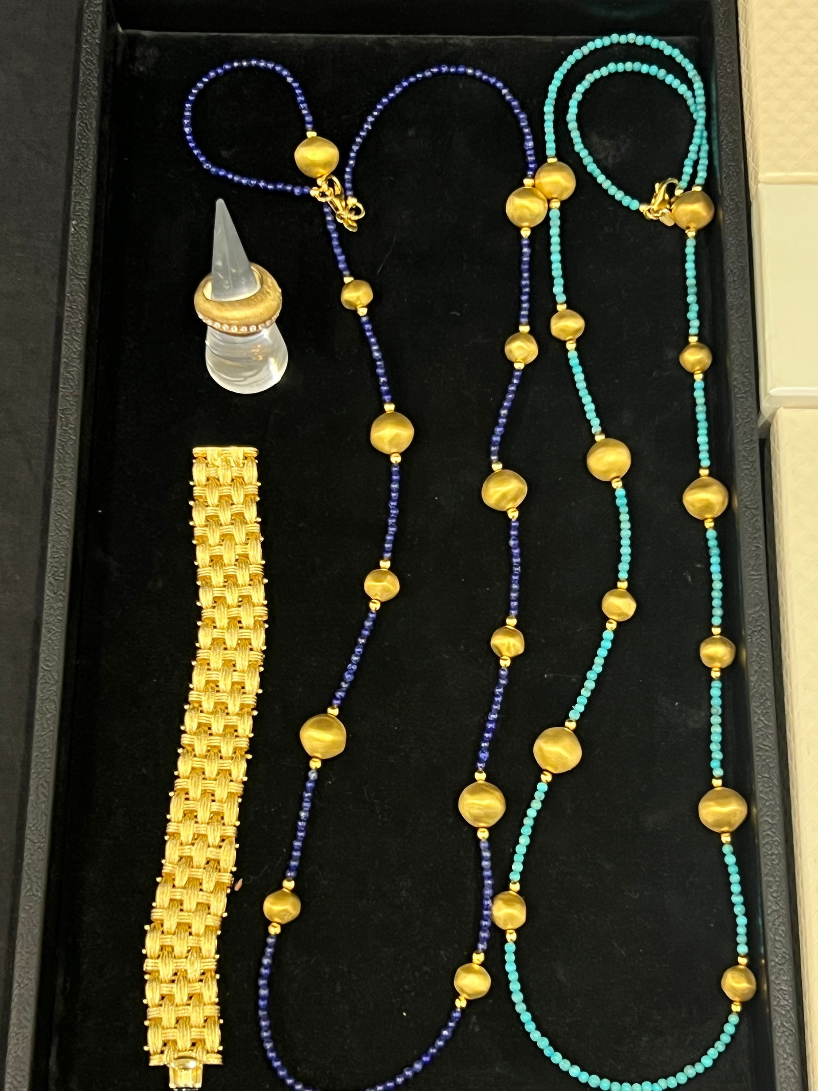 Sterling Italy Bracelet, Italy Necklaces, JCM Ring - (2)Italy Lapis Turquoise Satin Station (1 of 7)