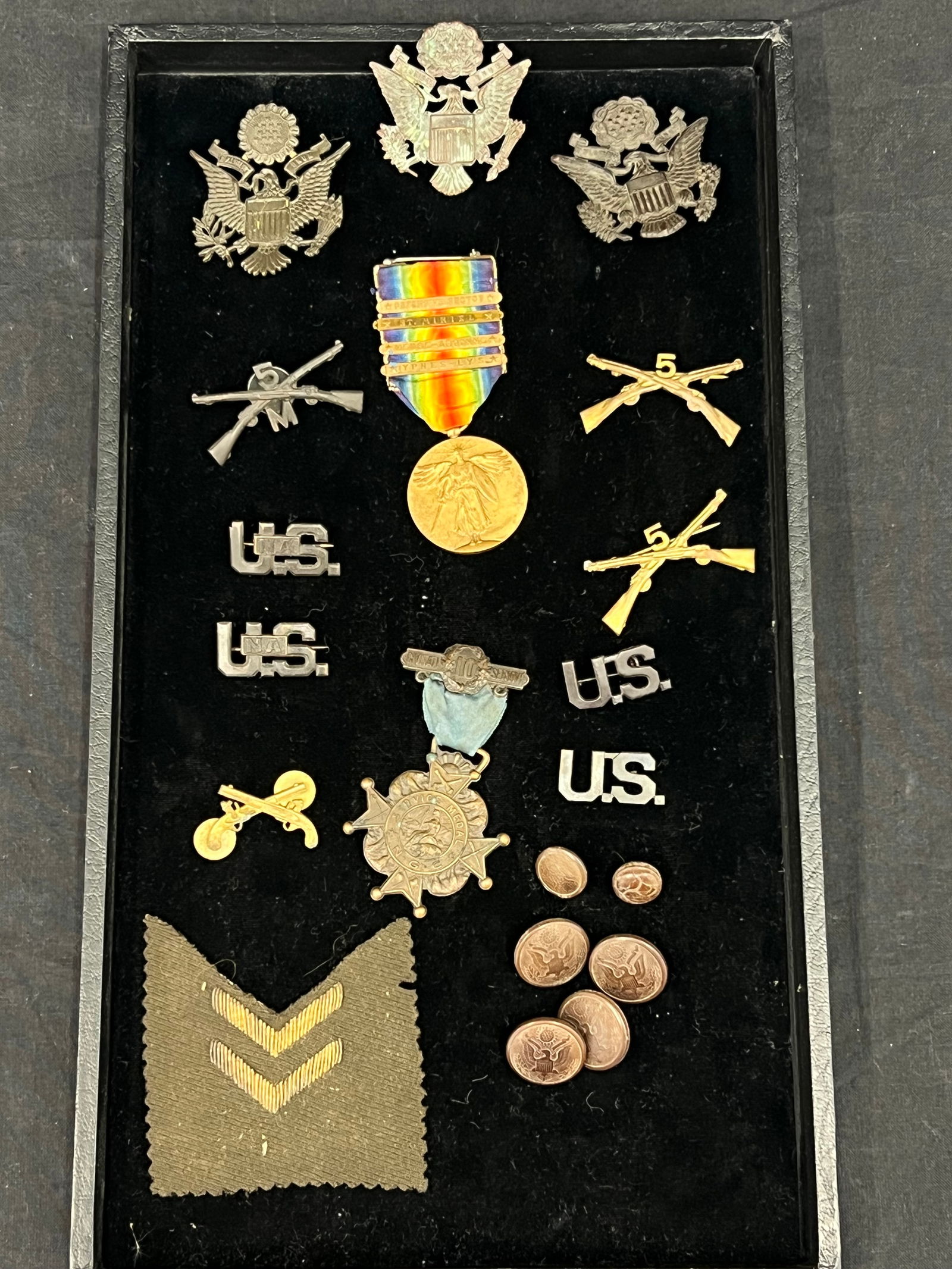 WWI Military Pins, Eagle Officer Pins, More - US National Army Pins, Regiment 5-M, The Great War of (1 of 8)