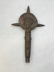 WWI Trench Art Crucifix 3'' x 5'' - Cross is Made from bullet shells applied to German Soldier