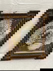 Antique German Wedding Shadow Box - Ornate Wooden Frame w/ Metal Work - 16.5'' x 3'' x 19''