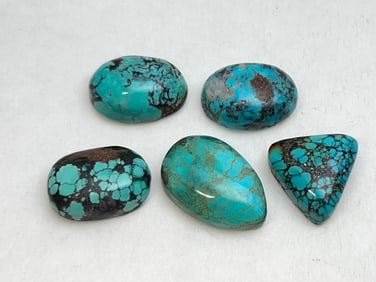(5)150ct New Mexico Natural Spiderweb Turquoise - Various Shape / Size Turquoise Stones- 24ct, 28ct,