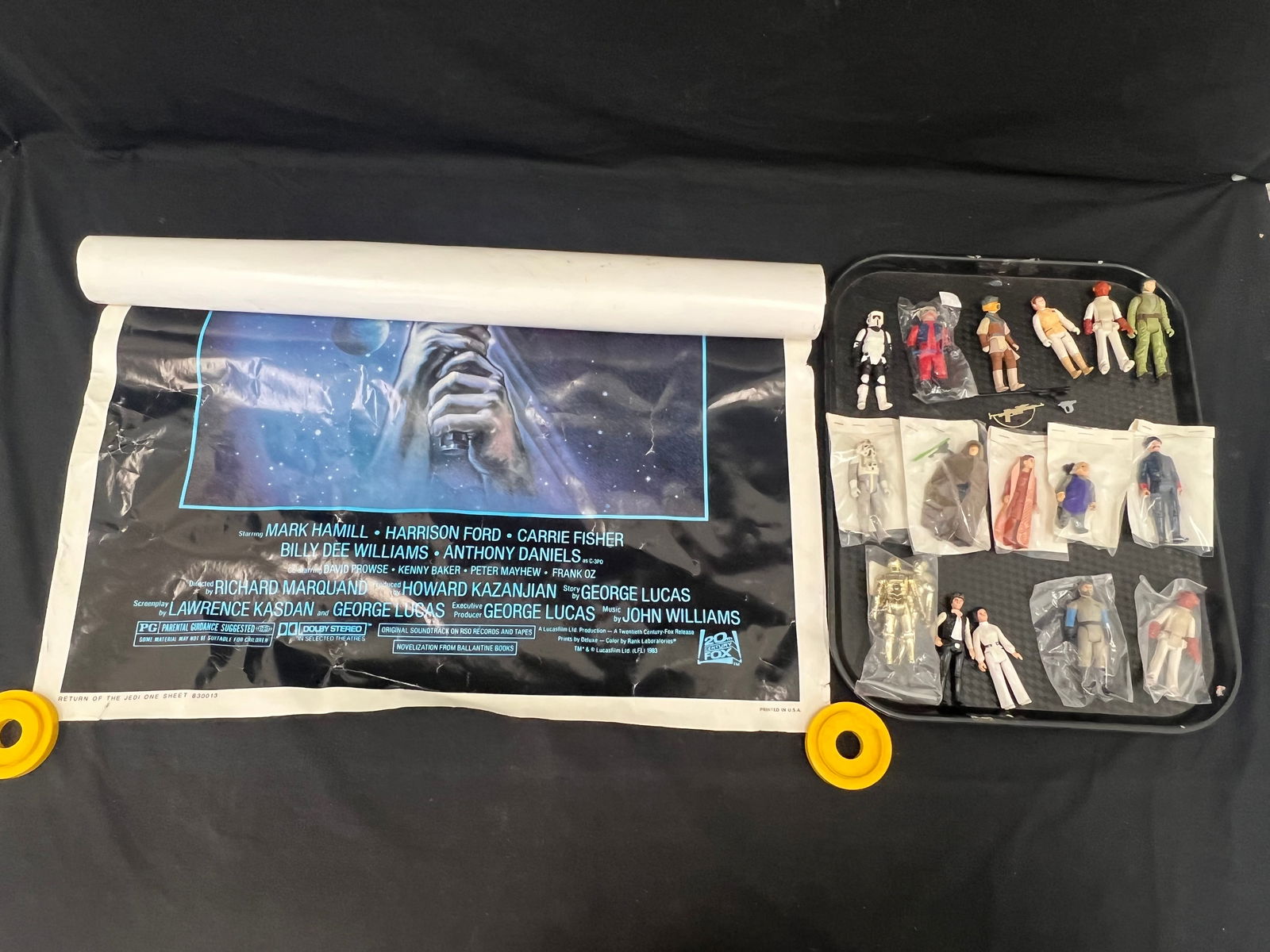 (16)Asst 1970s-80s Star Wars Figures, Jedi Movie Poster - Asst Kenner Figures (Some w/ Weapons), (1 of 14)